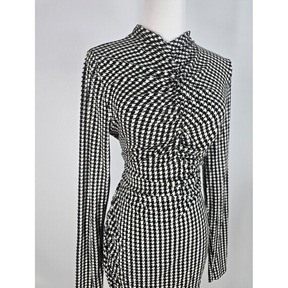 Veronica‎ Beard Houndstooth Ruched Dress Size Medium Black and White - Picture 4 of 9